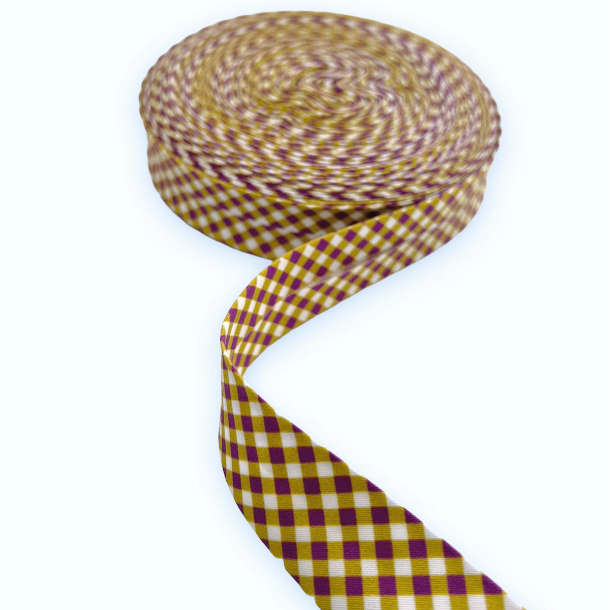 Cotton Bias Binding Olive / Purple Check 1 inch / 25mm